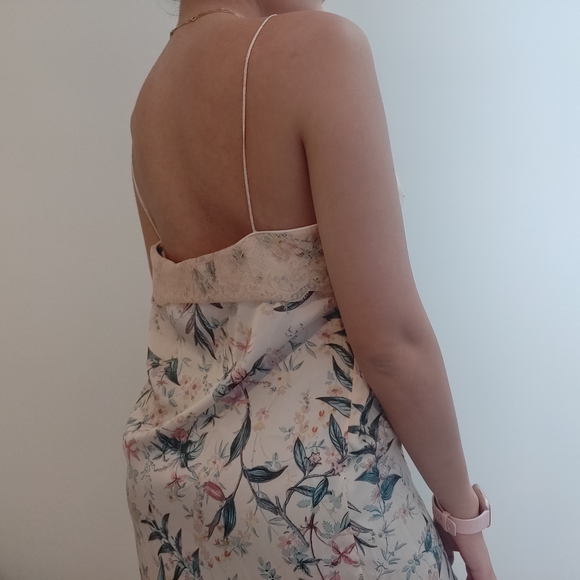 Poongin Floral Silky Slip Midi Lacey Dress Sz S - Picture 4 of 5